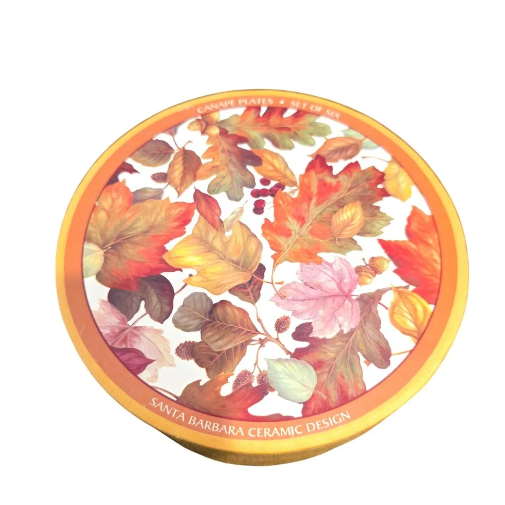 Autumn Leaf Plates Pamela Gladding Canape Plates‎ Santa Barbara Design Set of 6